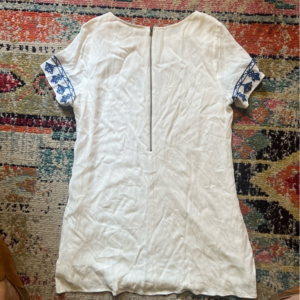 Lulus Tale to Tell Blue and Ivory Embroidered Shift Dress XL - Picture 3 of 6
